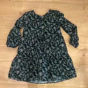 Forest green corduroy floral dress